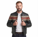 Men’s 999 Vintage Striped Leather Biker Jacket