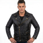 Men,s MOTO 2 Premium Quilted Genuine Leather Biker Jacket Classic / Motorcycle Style