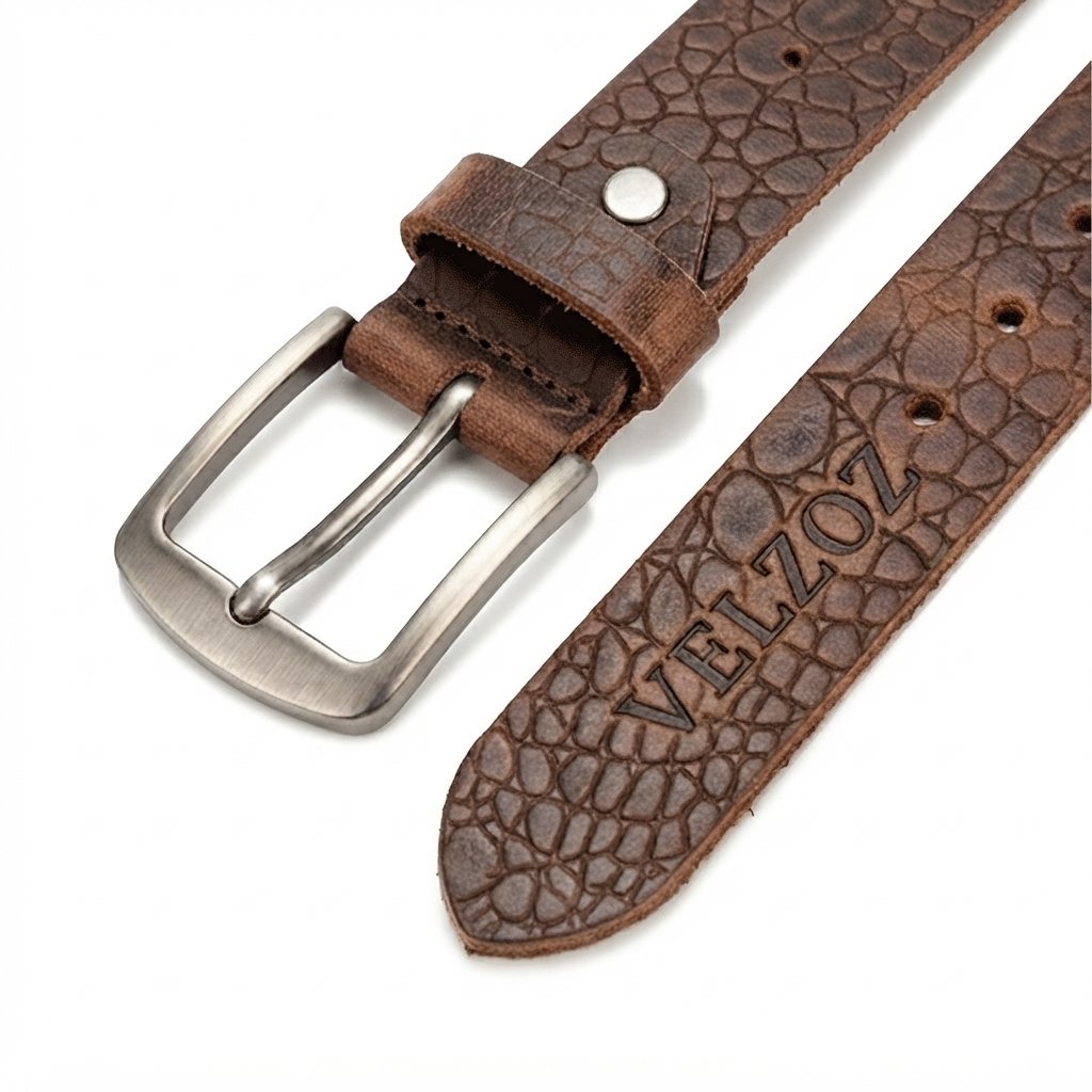 Gemini_Generated_Image_oiqkw7oiqkw7oiqk Velzox Brown Embossed Leather Belt - Image 1